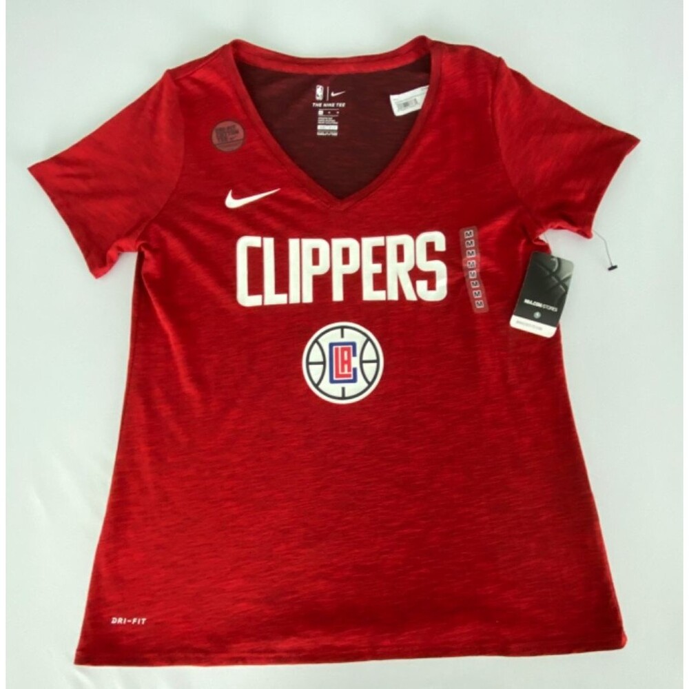 The Nike Tee Dri-Fit NBA LA Clippers Women's Red V-Neck T-Shirt Size M